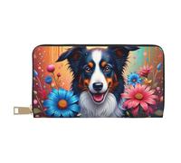 TZTTZT Colorful Dog Blooms Print Wallet Women, Leather Bifold Multi Card Wallet, Long Purse Women's Wallets
