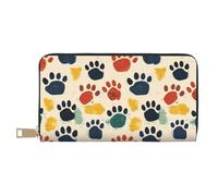 TZTTZT Colorful Dog Paws Print Wallet Women, Leather Bifold Multi Card Wallet, Long Purse Women's Wallets