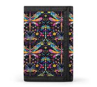 TZTTZT Colorful Dragonfly Print Wallet for Men, 8 Credit Card Holder Slim Minimalist Front Pocket Small Mens Bifold Wallets