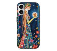 TZTTZT Colorful Flower Maiden Print Compatible with iPhone 17 Case Thin Slim, Cute Case Compatible with iPhone 17, Camera Control, Shockproof Protective, Resists Scratches