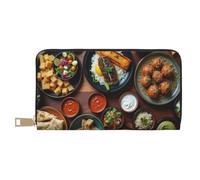 TZTTZT Colorful Food Feast Print Wallet Women, Leather Bifold Multi Card Wallet, Long Purse Women's Wallets