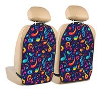 TZTTZT Colorful Music Notes Print Kick Mats Back Seat Protector 2 Pack, X-Large Kick Mats Protect from Dirt, Mud, Car Back Seat Cover Protector with 3 Organizers, Car Accessories