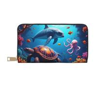 TZTTZT Colorful Ocean Friends Print Wallet Women, Leather Bifold Multi Card Wallet, Long Purse Women's Wallets