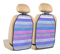 TZTTZT Colorful Wood Grain A Print Kick Mats Back Seat Protector 2 Pack, X-Large Kick Mats Protect from Dirt, Mud, Car Back Seat Cover Protector with 3 Organizers, Car Accessories