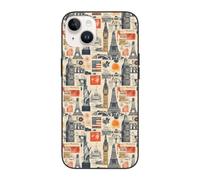 TZTTZT Compatible with iPhone 14 Case Cute - Vintage Landmark Collage Print Phone Case Compatible with iPhone 14, Shockproof Protective Phone Case for Women and Men White