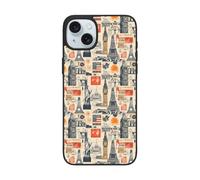 TZTTZT Compatible with iPhone 15 Case Cute, Vintage Landmark Collage Print Phone Case Compatible with iPhone 15, Shockproof Protective, Full Camera Protection