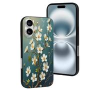 TZTTZT Compatible with iPhone 16 Case - Classic Botanical White Print No.93 Phone Case Compatible with iPhone 16 Cases Cute for Women Men, Resists Scratches