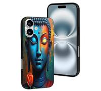 TZTTZT Compatible with iPhone 16 Case - Classic Buddha Charcoal Print No.3 Phone Case Compatible with iPhone 16 Cases Cute for Women Men, Resists Scratches Black