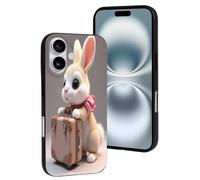 TZTTZT Compatible with iPhone 16 Case - Classic Bunny Print No.93 Phone Case Compatible with iPhone 16 Cases Cute for Women Men, Resists Scratches Black