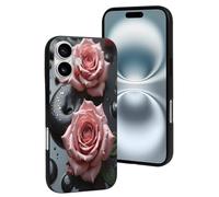 TZTTZT Compatible with iPhone 16 Case - Classy Rose Print No.501 Phone Case Compatible with iPhone 16 Cases Cute for Women Men, Resists Scratches