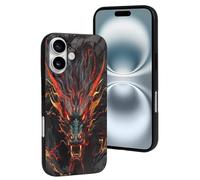 TZTTZT Compatible with iPhone 16 Case - Fiery Serpent Mythical Beast Art Phone Case Compatible with iPhone 16 Cases Cute for Women Men, Resists Scratches Black