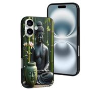 TZTTZT Compatible with iPhone 16 Case - Modern Buddha Charcoal Print No.47 Phone Case Compatible with iPhone 16 Cases Cute for Women Men, Resists Scratches Black