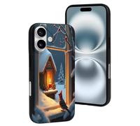 TZTTZT Compatible with iPhone 16 Case - Modern Candle and Bird Print No.7 Phone Case Compatible with iPhone 16 Cases Cute for Women Men, Resists Scratches Black
