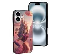 TZTTZT Compatible with iPhone 16 Case - Modern Castle Pink Print No.12 Phone Case Compatible with iPhone 16 Cases Cute for Women Men, Resists Scratches
