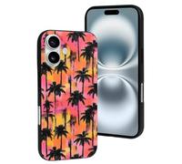 TZTTZT Compatible with iPhone 16 Case - Tropical Landscape Silhouette Print Phone Case Compatible with iPhone 16 Cases Cute for Women Men, Resists Scratches Black