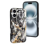 TZTTZT Compatible with iPhone 16 Case - White Tiger Fierce Dynamic Art Phone Case Compatible with iPhone 16 Cases Cute for Women Men, Resists Scratches