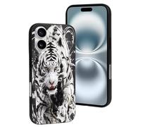 TZTTZT Compatible with iPhone 16 Case - White Tiger Fierce Energy Splash Art Phone Case Compatible with iPhone 16 Cases Cute for Women Men, Resists Scratches