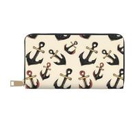 TZTTZT Cool Anchor Print Wallet Women, Leather Bifold Multi Card Wallet, Long Purse Women's Wallets