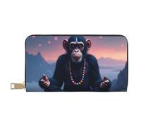 TZTTZT Cool Blue Monkey Print Wallet Women, Leather Bifold Multi Card Wallet, Long Purse Women's Wallets