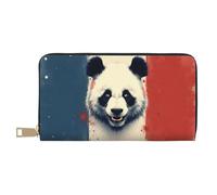 TZTTZT Cool Blue Red Panda Print Wallet Women, Leather Bifold Multi Card Wallet, Long Purse Women's Wallets