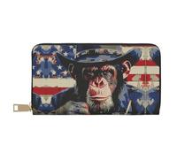 TZTTZT Cool Chimp with Drink Wallet Women, Leather Bifold Multi Card Wallet, Women's Wallets Long Purse