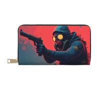 TZTTZT Cool Dark Masked Soldier Print Wallet Women, Leather Bifold Multi Card Wallet, Long Purse Women's Wallets