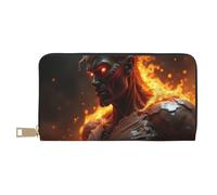 TZTTZT Cool Orange Elemental Print Wallet Women, Leather Bifold Multi Card Wallet, Long Purse Women's Wallets
