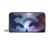 TZTTZT Cool Warrior Dragon Print Wallet Women, Leather Bifold Multi Card Wallet, Long Purse Women's Wallets