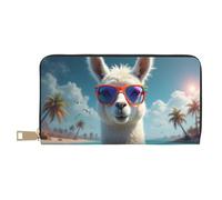 TZTTZT Cool White Llama Print Wallet Women, Leather Bifold Multi Card Wallet, Long Purse Women's Wallets