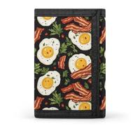 TZTTZT Cute Bacon Fried Egg Print Wallet for Men, 8 Credit Card Holder Slim Minimalist Front Pocket Small Mens Bifold Wallets