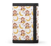 TZTTZT Cute Banana Monkey Print Wallet for Men, 8 Credit Card Holder Slim Minimalist Front Pocket Small Mens Bifold Wallets
