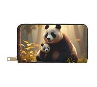 TZTTZT Cute Black Panda Family Print Wallet Women, Leather Bifold Multi Card Wallet, Long Purse Women's Wallets
