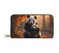 TZTTZT Cute Black Panda Print Wallet Women, Leather Bifold Multi Card Wallet, Long Purse Women's Wallets