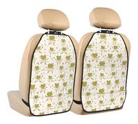 TZTTZT Cute Dancing Frog Print Kick Mats Back Seat Protector 2 Pack, X-Large Kick Mats Protect from Dirt, Mud, Car Back Seat Cover Protector with 3 Organizers, Car Accessories
