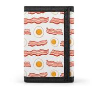 TZTTZT Cute Eggs Bacon Print Wallet for Men, 8 Credit Card Holder Slim Minimalist Front Pocket Small Mens Bifold Wallets