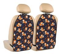 TZTTZT Cute Foxes Print Kick Mats Back Seat Protector 2 Pack, X-Large Kick Mats Protect from Dirt, Mud, Car Back Seat Cover Protector with 3 Organizers, Car Accessories