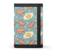 TZTTZT Cute Fried Egg Bacon Print Wallet for Men, 8 Credit Card Holder Slim Minimalist Front Pocket Small Mens Bifold Wallets