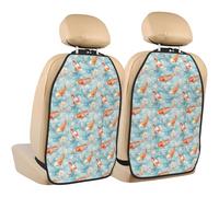 TZTTZT Cute Goldfish Print Kick Mats Back Seat Protector 2 Pack, X-Large Kick Mats Protect from Dirt, Mud, Car Back Seat Cover Protector with 3 Organizers, Car Accessories