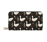 TZTTZT Cute Goose White Print Wallet Women, Leather Bifold Multi Card Wallet, Long Purse Women's Wallets