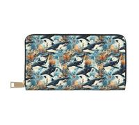 TZTTZT Cute Killer Whale Print Wallet Women, Leather Bifold Multi Card Wallet, Long Purse Women's Wallets