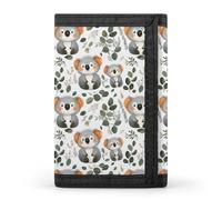 TZTTZT Cute Koala Leaves Print Wallet for Men, 8 Credit Card Holder Slim Minimalist Front Pocket Small Mens Bifold Wallets