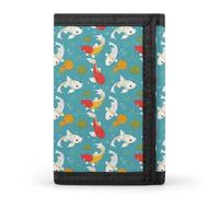 TZTTZT Cute Lotus Leaf Koi Print Wallet for Men, 8 Credit Card Holder Slim Minimalist Front Pocket Small Mens Bifold Wallets