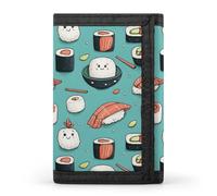 TZTTZT Cute Onigiri Sushi Print Wallet for Men, 8 Credit Card Holder Slim Minimalist Front Pocket Small Mens Bifold Wallets