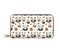 TZTTZT Cute Panda Cake Print Wallet Women, Leather Bifold Multi Card Wallet, Long Purse Women's Wallets