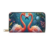 TZTTZT Cute Pink Flamingos Print Wallet Women, Leather Bifold Multi Card Wallet, Long Purse Women's Wallets