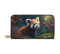 TZTTZT Cute Red Panda Print Wallet Women, Leather Bifold Multi Card Wallet, Long Purse Women's Wallets