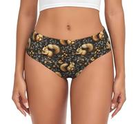 TZTTZT Cute Squirrel Print Womens Underwear, Stretch Briefs Ladies Bikini Panties Seamless Underwear for Women, Black, L