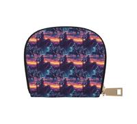 TZTTZT Cyber Cowboy Sunset Print Credit Card Holder for Women, Card Case Wallet, Leather Credit Cards Holder Wallet
