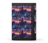 TZTTZT Cyber Cowboy Sunset Print Wallet for Men, Small Men's Bifold Wallet, 8 Credit Card Holder Slim Minimalist Front Pocket