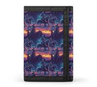 TZTTZT Cyber Neon Western Cowboy Print Wallet for Men, Small Men's Bifold Wallet, 8 Credit Card Holder Slim Minimalist Front Pocket